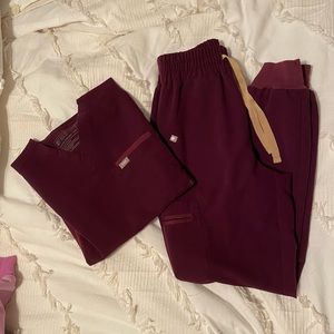 NWOT FIGS Plum/Burgundy Scrub Set